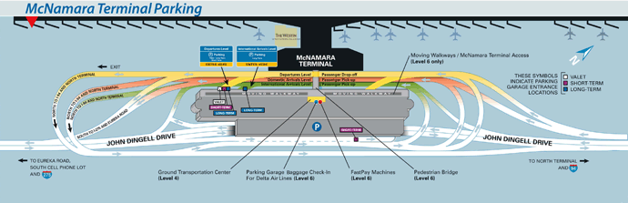 McNamara Terminal Parking Map